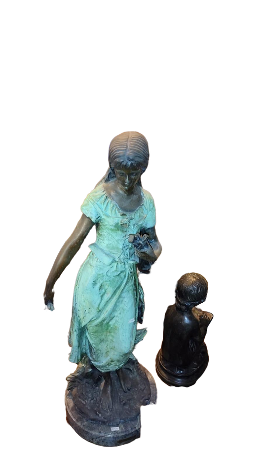 Auguste Moreaud Mandolina Mujer Escultura de Bronce