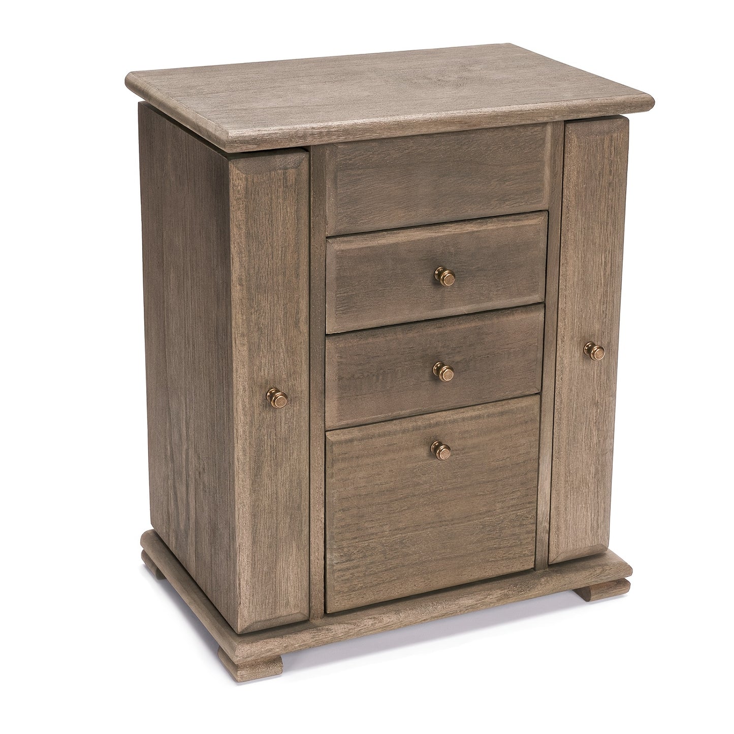 1pc Caja de joyería para mujeres, cajas y organizadores de joyería de madera rústica con espejo, caja organizadora de joyería de 4 capas para anillos, pendientes, collares y pulseras - Antiques Bazaar Ensenada