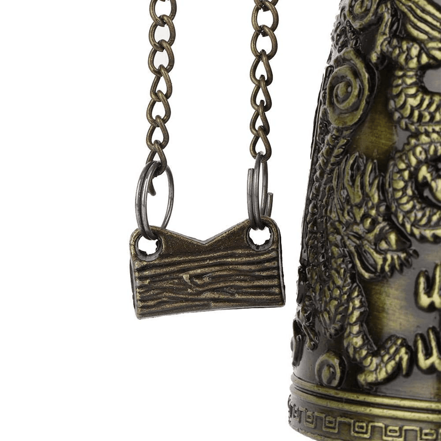 1pc, Campana de dragón de bronce antiguo - Decoración de Feng Shui china para escritorio o hogar - Campana de bloqueo de dragón tallada a mano para coleccionistas de artes y manualidades - Antiques Bazaar Ensenada