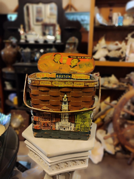 LSU Varsity club decorative basket Wooden Woven Box - Antiques Bazaar Ensenada