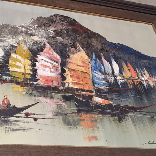 Pintura de venta de barcos.