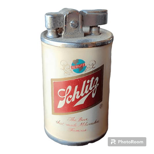 encendedor con forma de lata de cerveza Schlitz Steel - Antiques Bazaar Ensenada