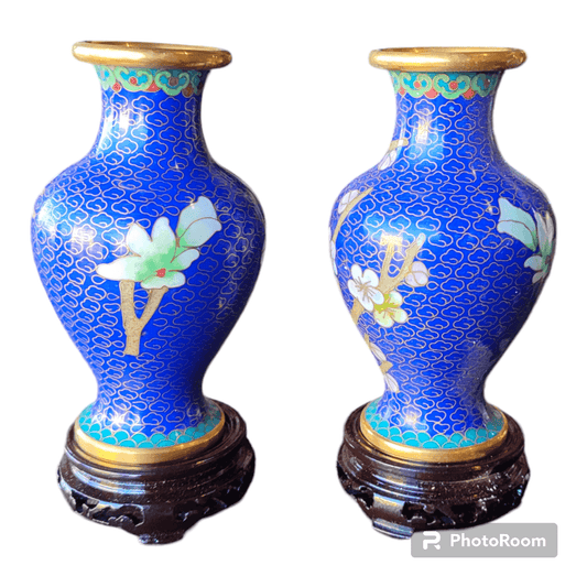pares de jarrones de cloisonné de 5 pulgadas - Antiques Bazaar Ensenada