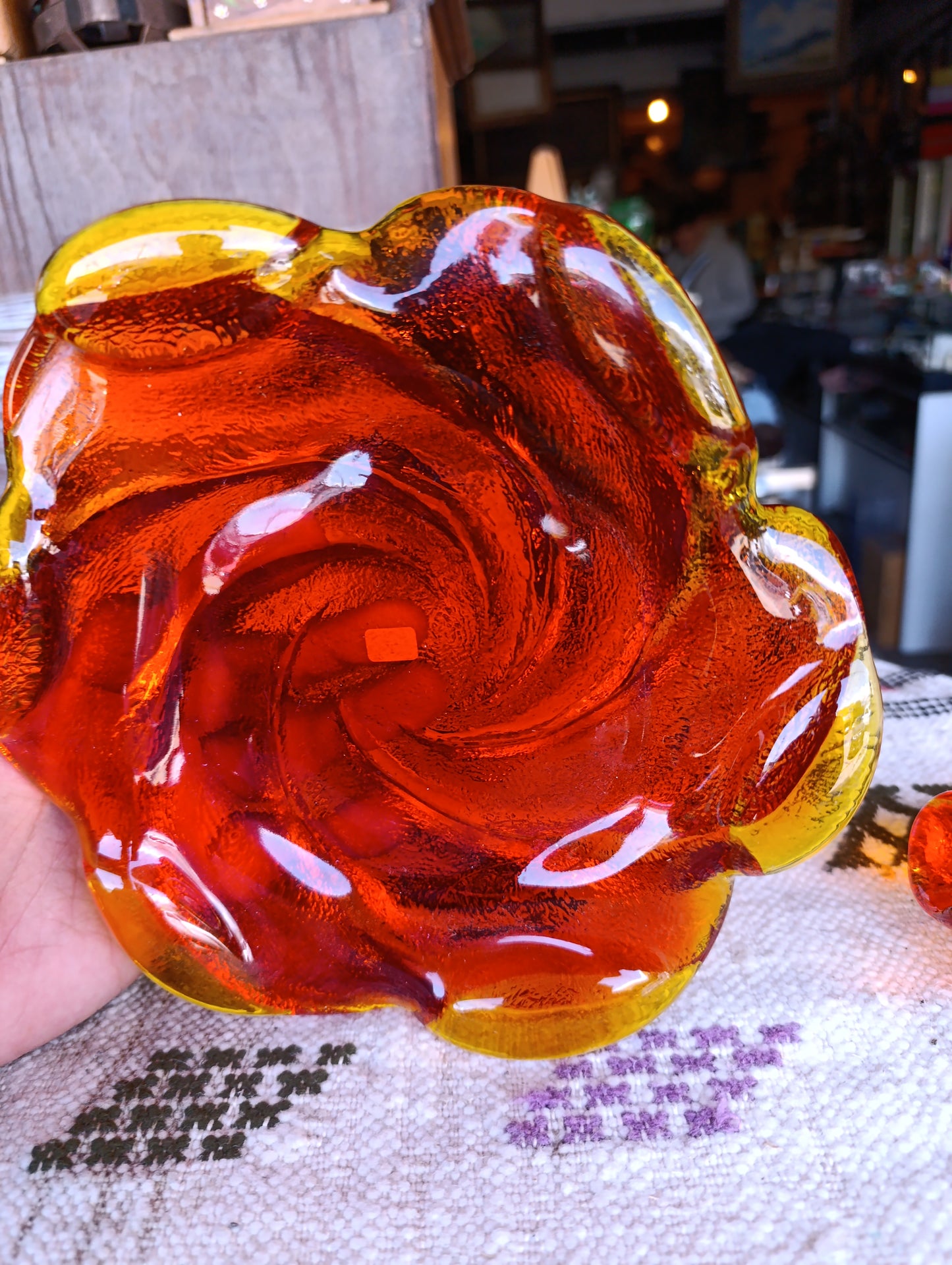 Cenicero de Cristal Fenton Años 50 | “Orange Swirl”