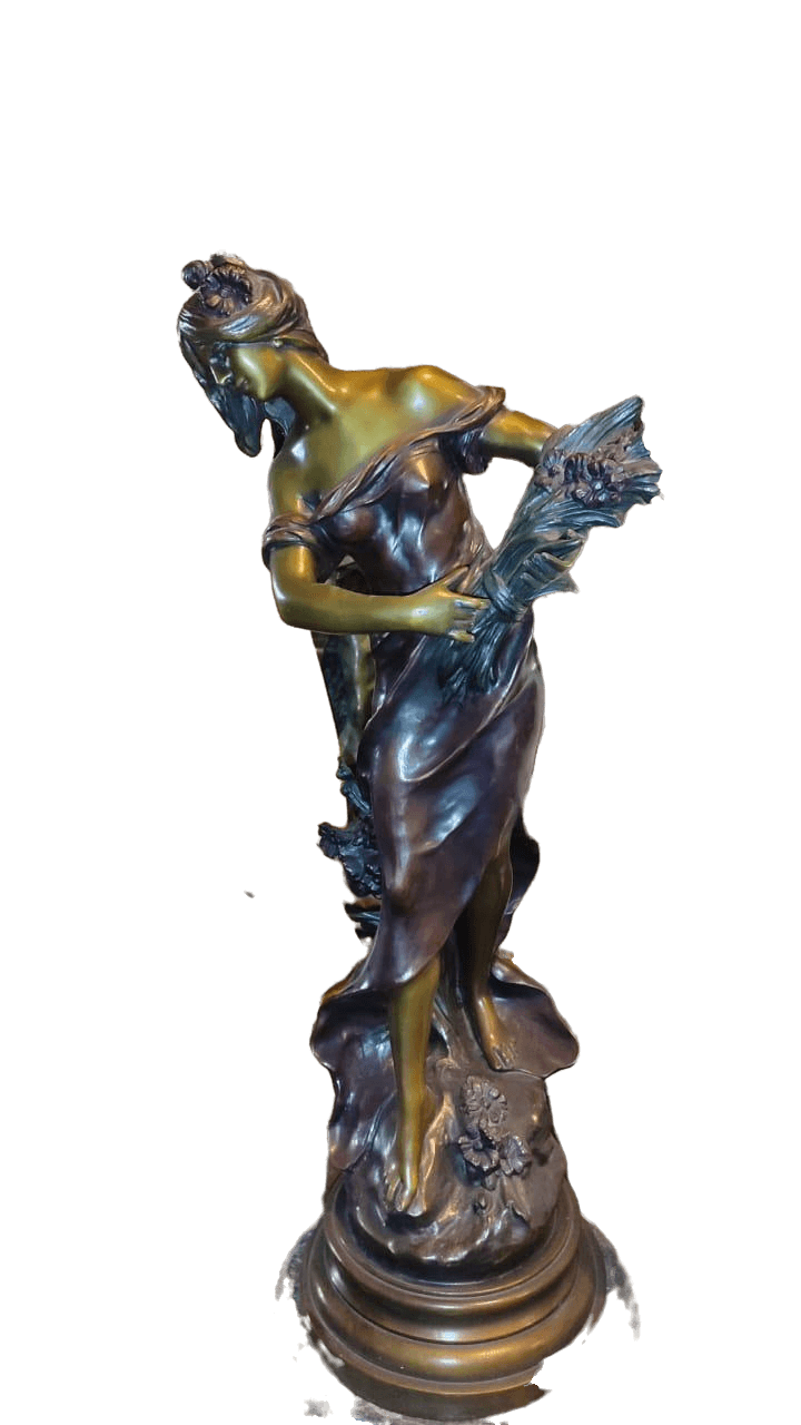 queen of the fields bronze sculpture by Auguste Moreau - Antiques Bazaar Ensenada