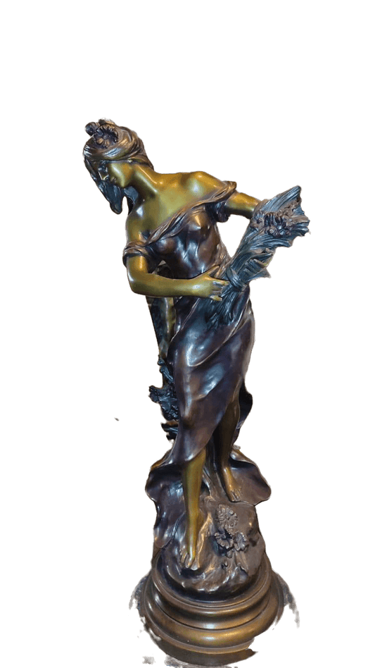 queen of the fields bronze sculpture by Auguste Moreau - Antiques Bazaar Ensenada