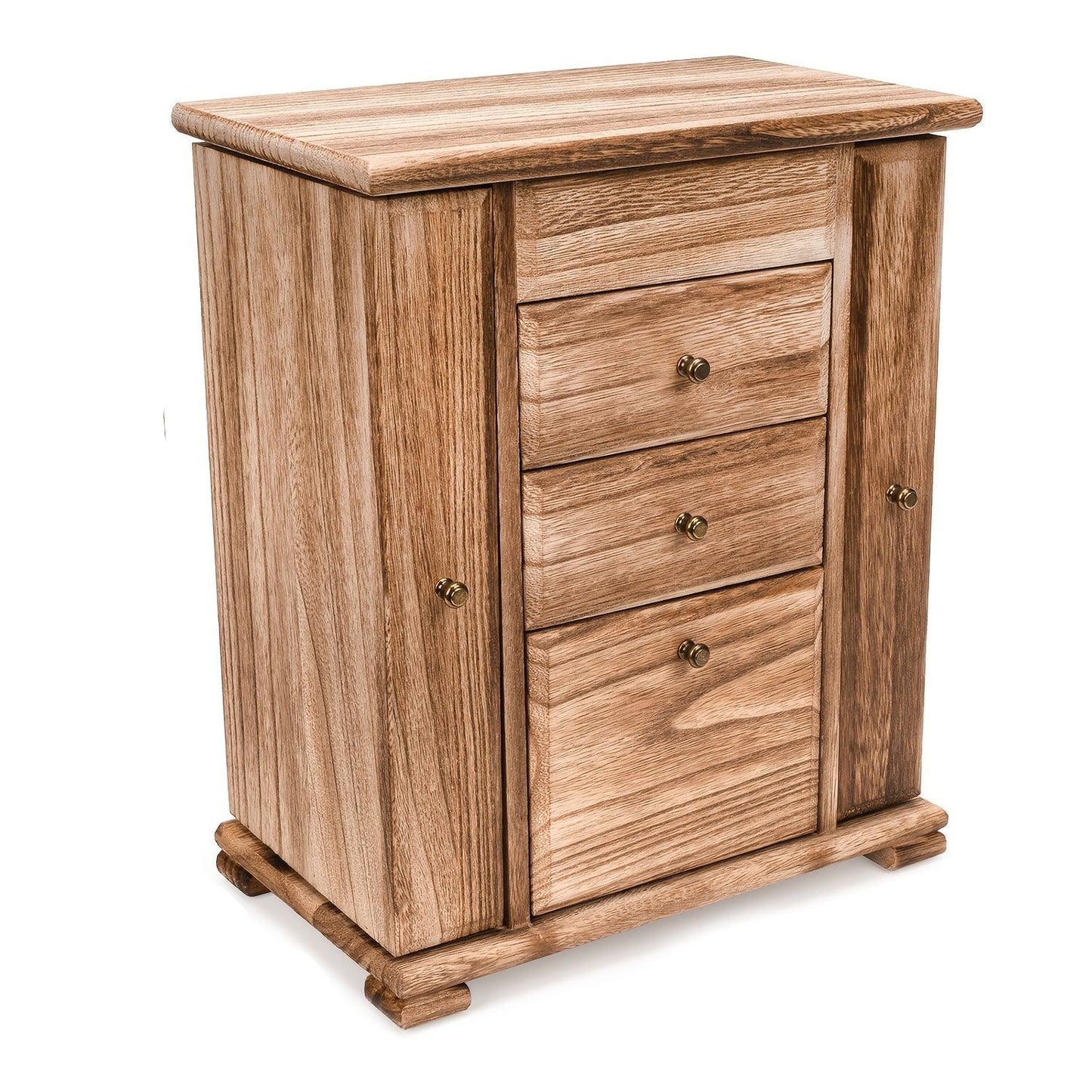 1pc Caja de joyería para mujeres, cajas y organizadores de joyería de madera rústica con espejo, caja organizadora de joyería de 4 capas para anillos, pendientes, collares y pulseras - Antiques Bazaar Ensenada