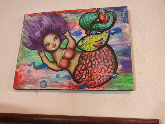 Memaid painting by Gany Guerrero - Antiques Bazaar Ensenada