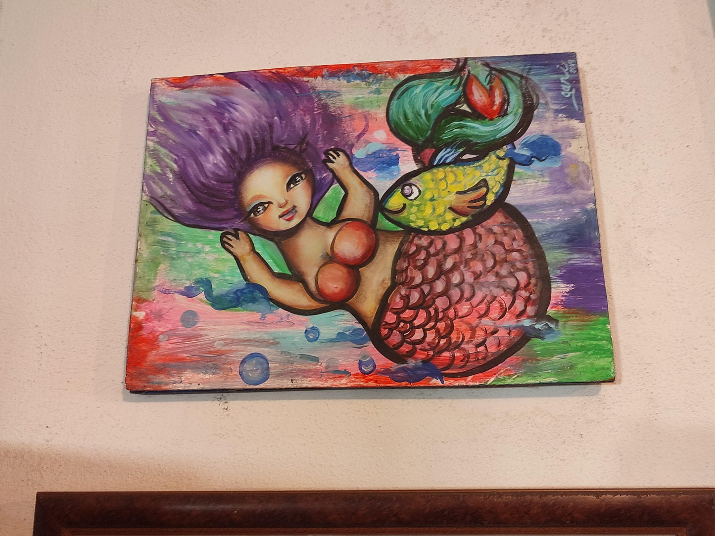 Memaid painting by Gany Guerrero - Antiques Bazaar Ensenada