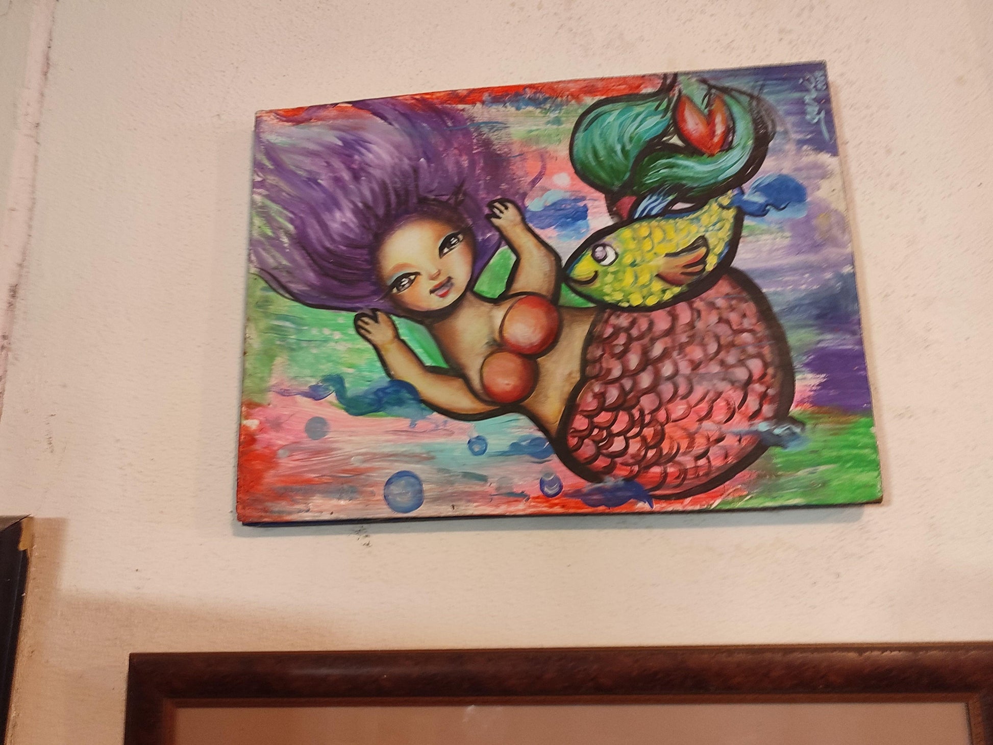 Memaid painting by Gany Guerrero - Antiques Bazaar Ensenada