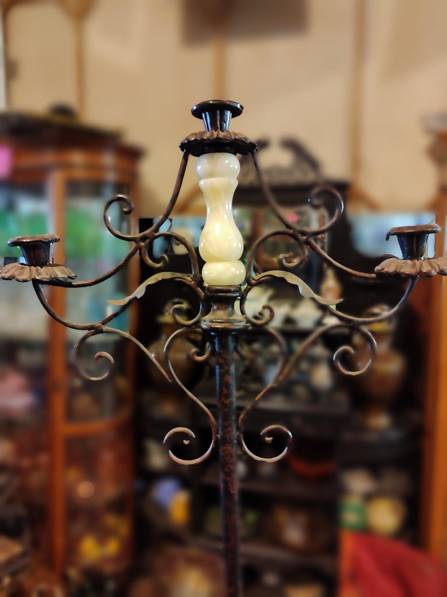 Wrought Iron Hand-Forged Floor Candelabra - Antiques Bazaar Ensenada