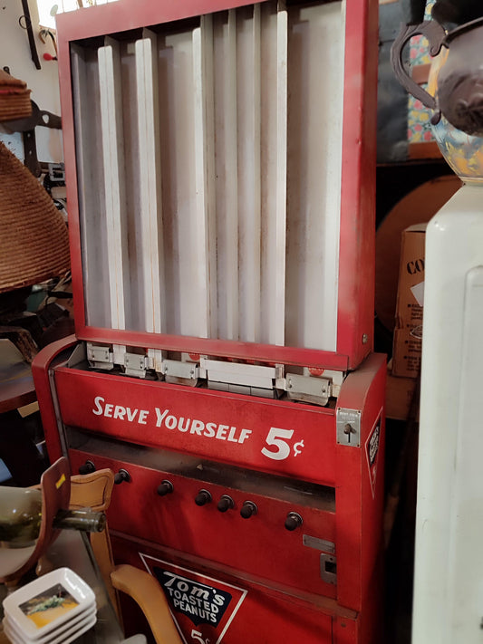Vintage 1940's Tom's Peanuts 5 Cent Vending Machine - Antiques Bazaar Ensenada