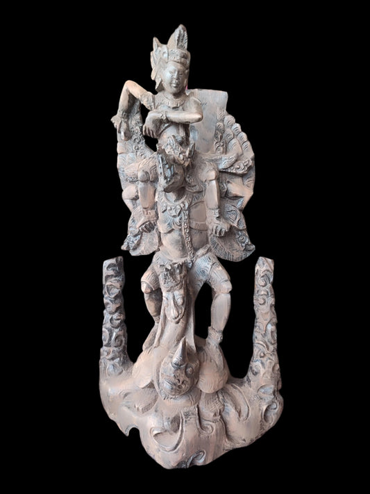 Hanuman and Naga Wooden Sculpture - Antiques Bazaar Ensenada