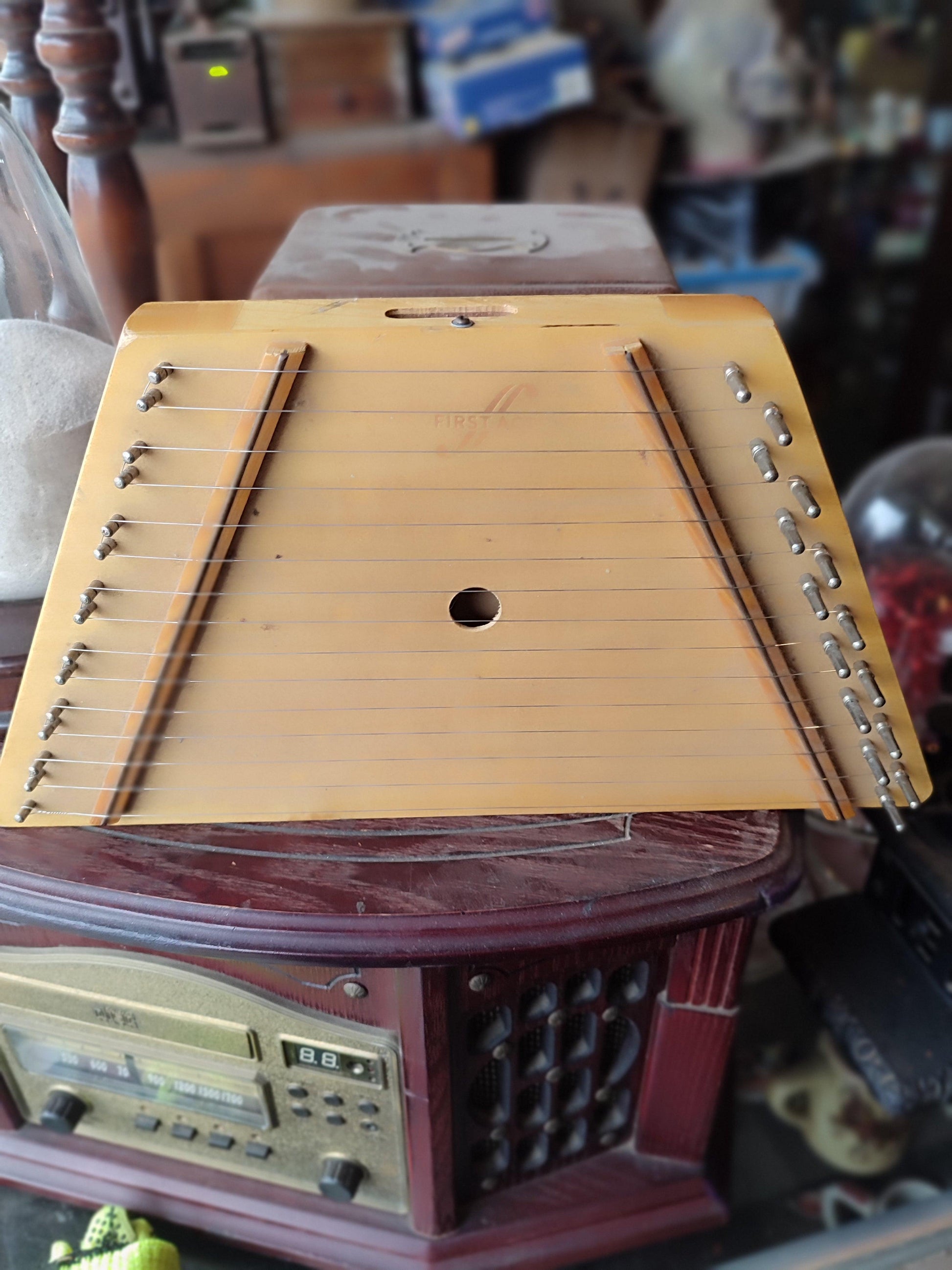 Vintage Zither with Fifteen Strings, - Antiques Bazaar Ensenada