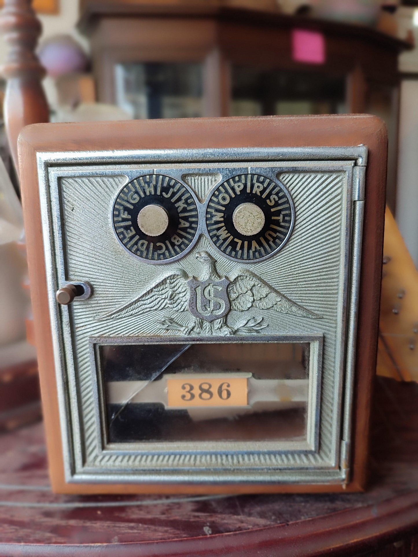 Antique US Post Office Box Door Coin Bank - Antiques Bazaar Ensenada
