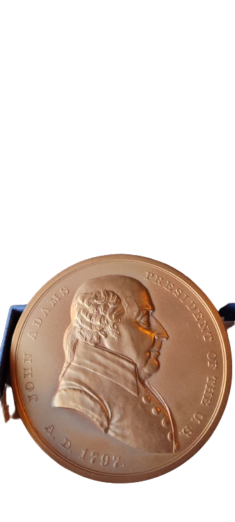 1789 John Adams “Indian Peace Medal” - Second President of the United States (March 4, 1797 to March 3, 1801) - Original US Mint Medal by Moritz Furst and John Reich