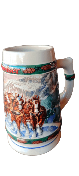 jarra de cerveza Budweiser diseñada por Nora Koerber - Antiques Bazaar Ensenada