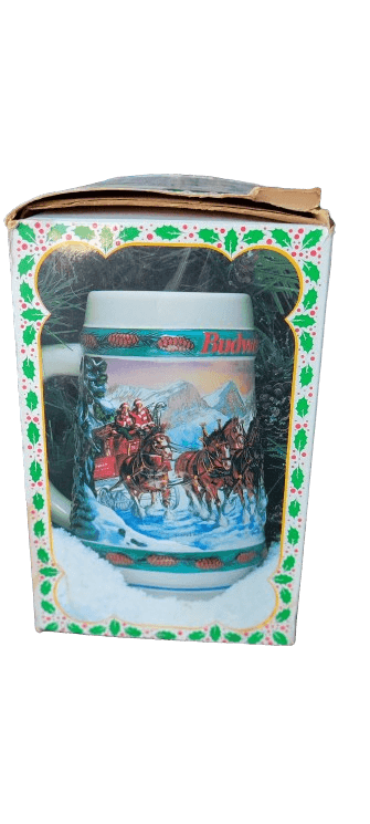 jarra de cerveza Budweiser diseñada por Nora Koerber - Antiques Bazaar Ensenada