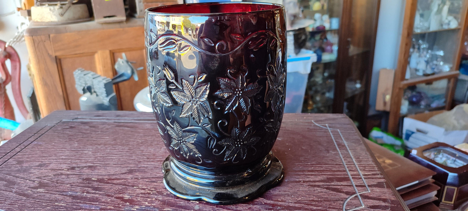 Vaso de Vidrio Rubi Rojo - Antiques Bazaar Ensenada