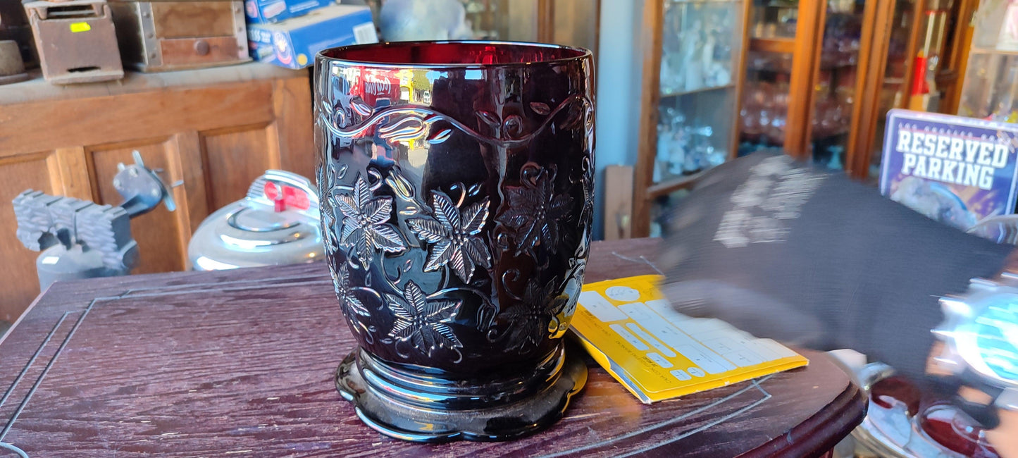 Vaso de Vidrio Rubi Rojo - Antiques Bazaar Ensenada