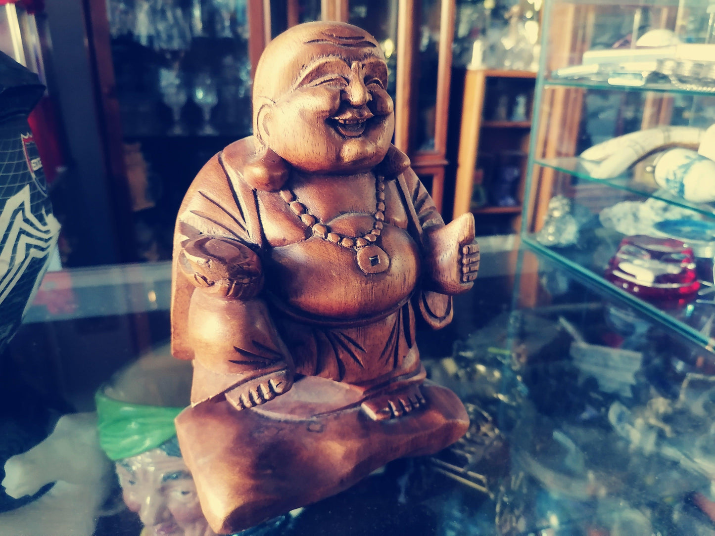 Buddai de Madera Para Escritorio - Antiques Bazaar Ensenada
