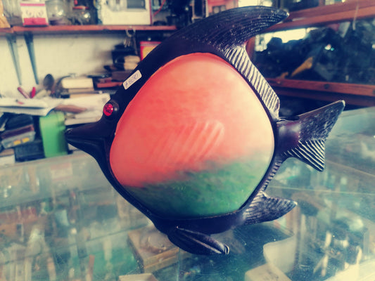 Lampara de vidrio con forma de pez. Retro - Antiques Bazaar Ensenada