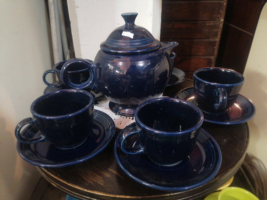 Vintage Fiesta Cobalt Tea Set - Antiques Bazaar Ensenada