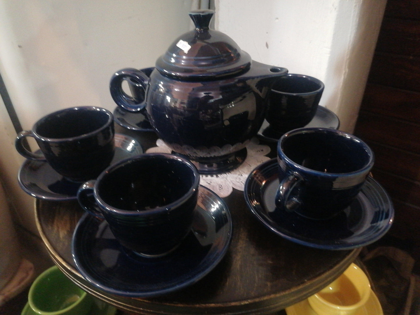 Vintage Fiesta Cobalt Tea Set - Antiques Bazaar Ensenada
