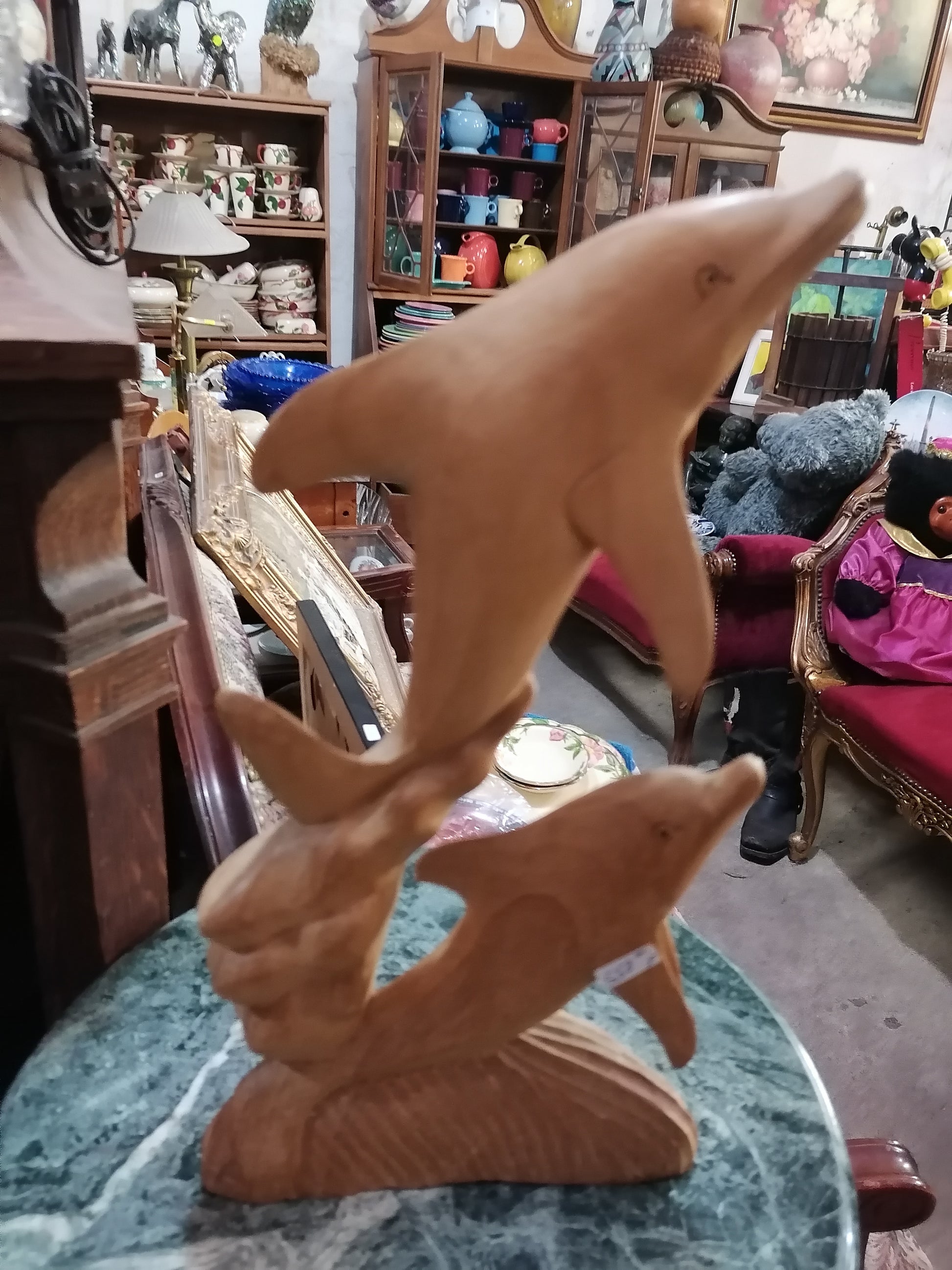 Escultura de Delfin de madera - Antiques Bazaar Ensenada