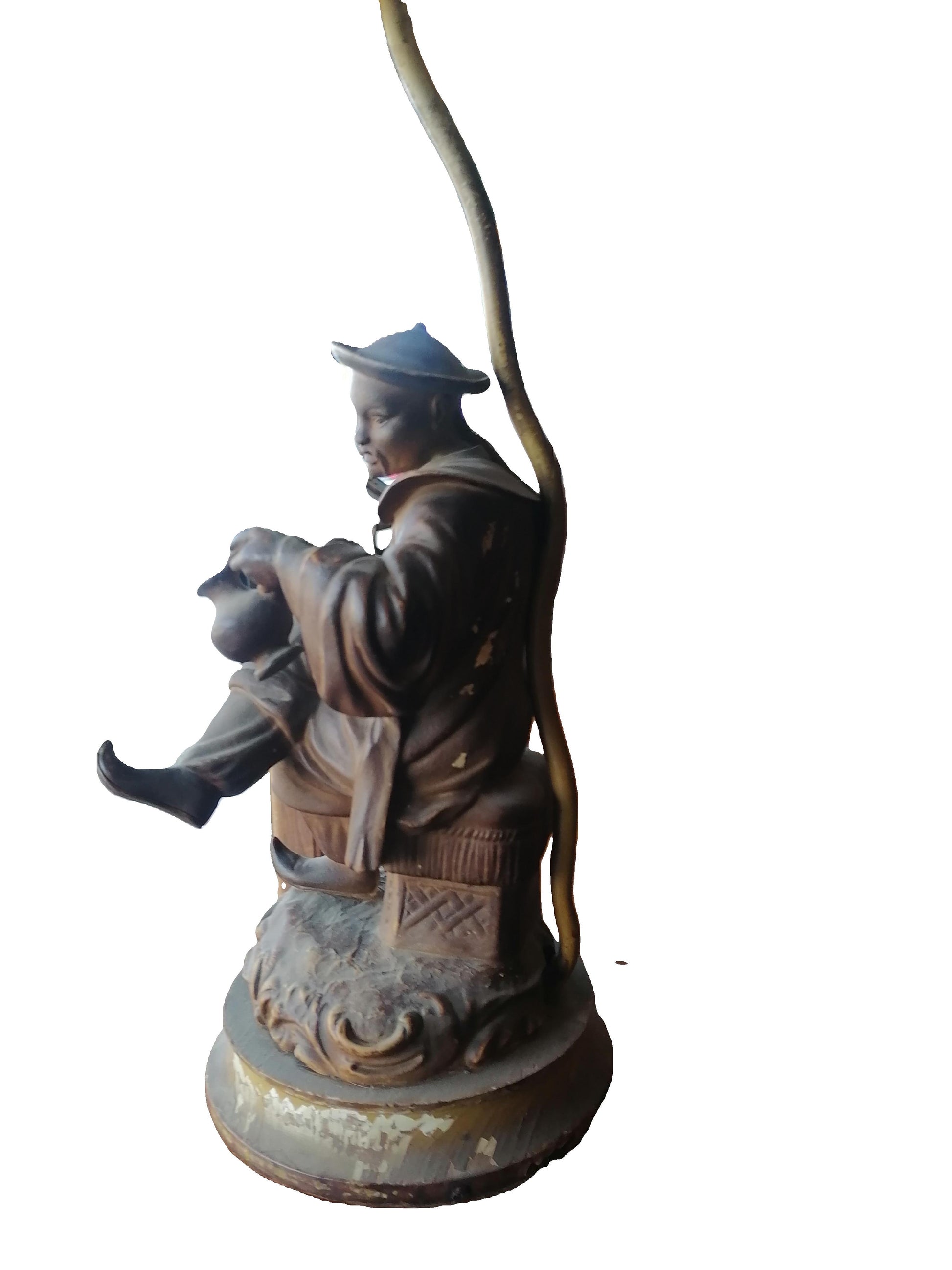 Lámpara Con Escultura De Un Anciano Chino Relajado - Antiques Bazaar Ensenada