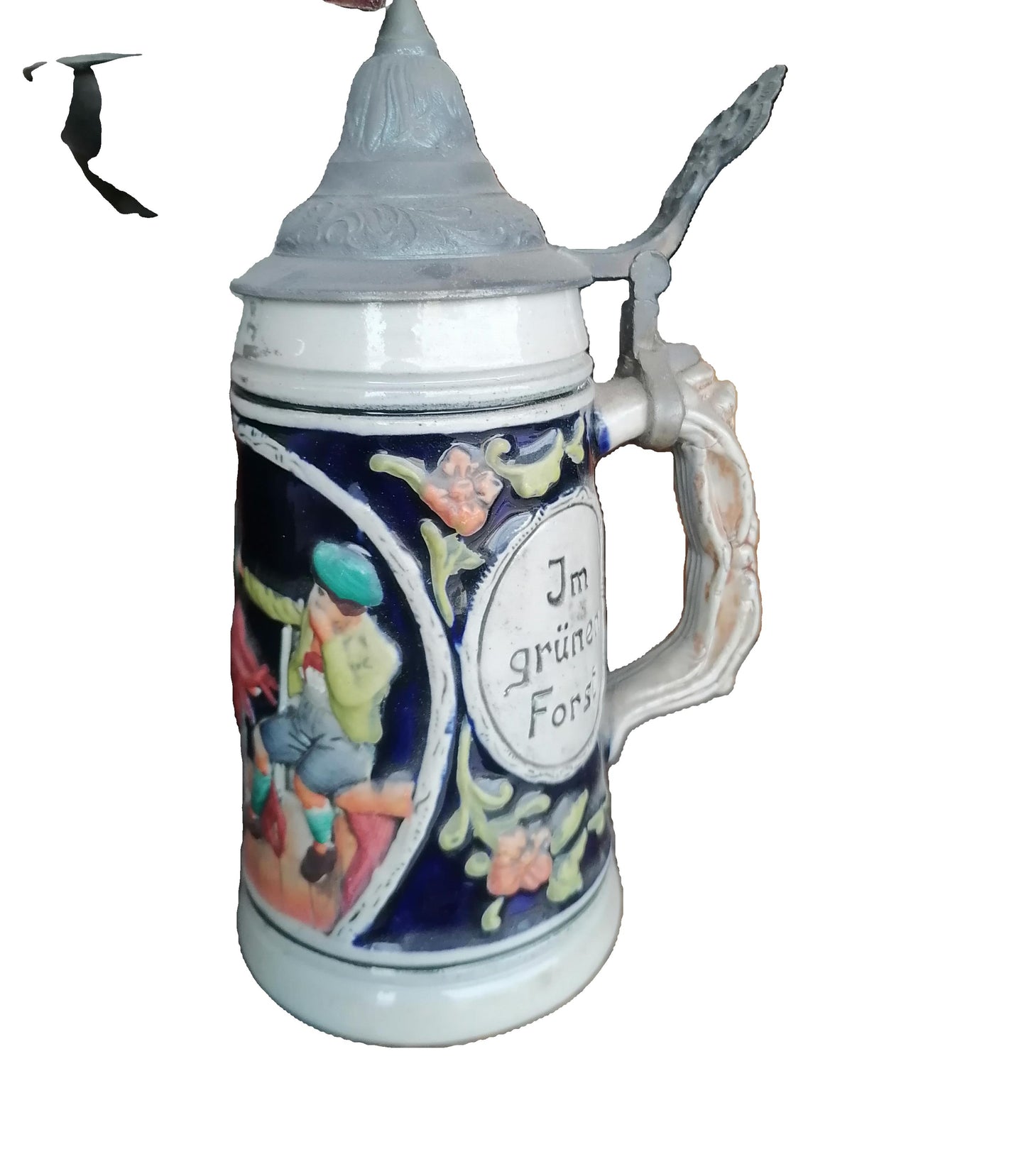 "Tarro de cerveza vintage de Alemania Occidental de 1/4 litro ""Ich Jag Den Hirsch" - Antiques Bazaar Ensenada