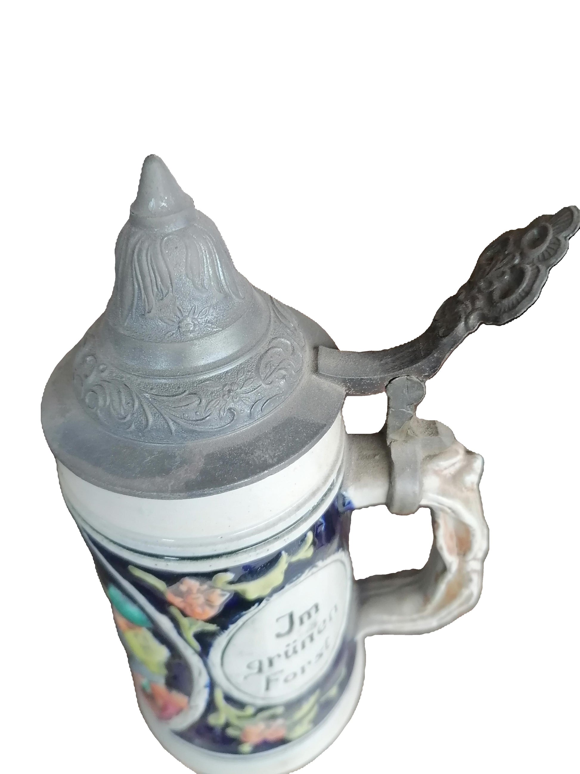 "Tarro de cerveza vintage de Alemania Occidental de 1/4 litro ""Ich Jag Den Hirsch" - Antiques Bazaar Ensenada
