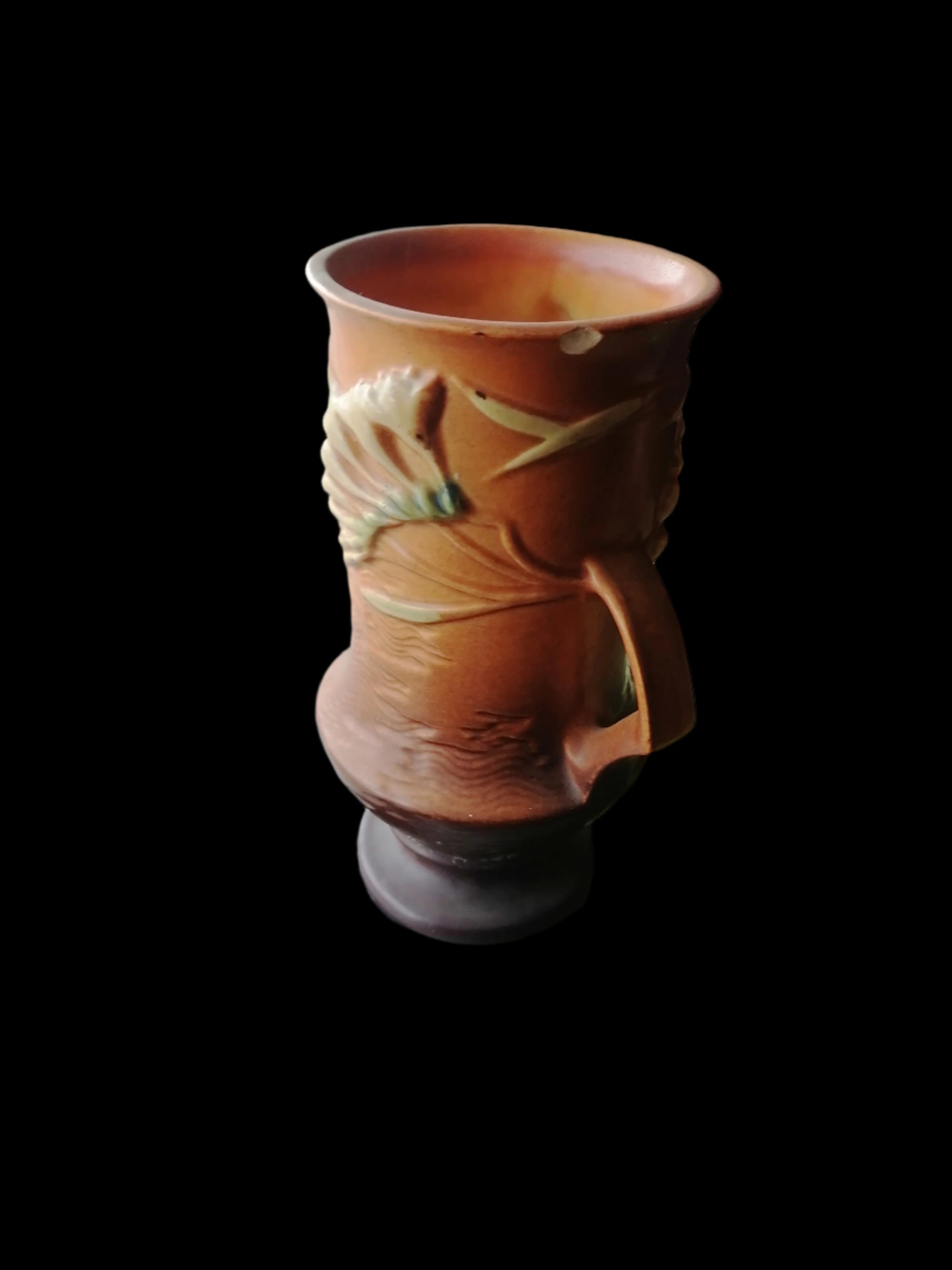 Vasija Freesia de Roseville Pottery - Antiques Bazaar Ensenada