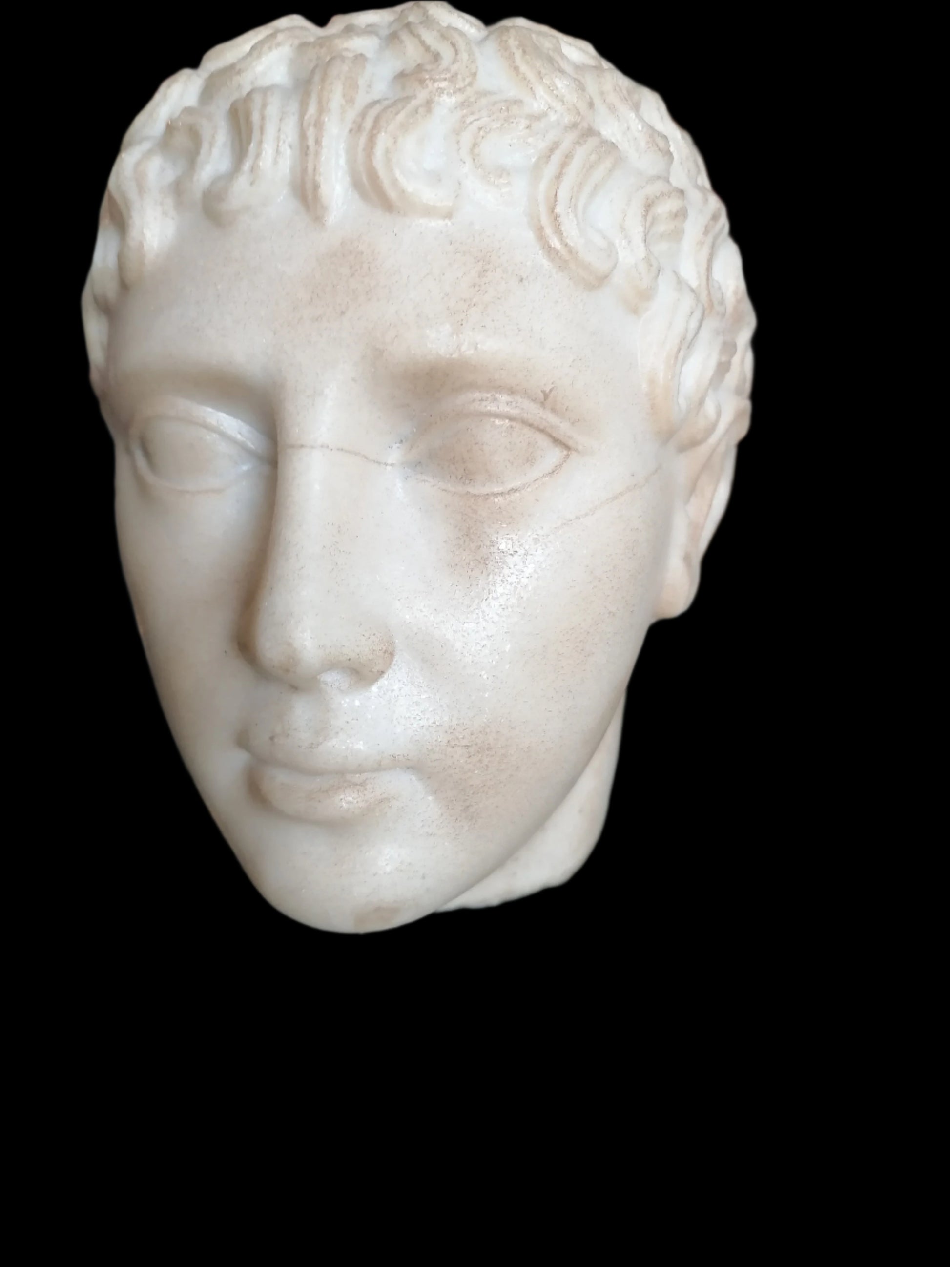 Escultura de Cabeza De Marmol Estilo Romano - Antiques Bazaar Ensenada