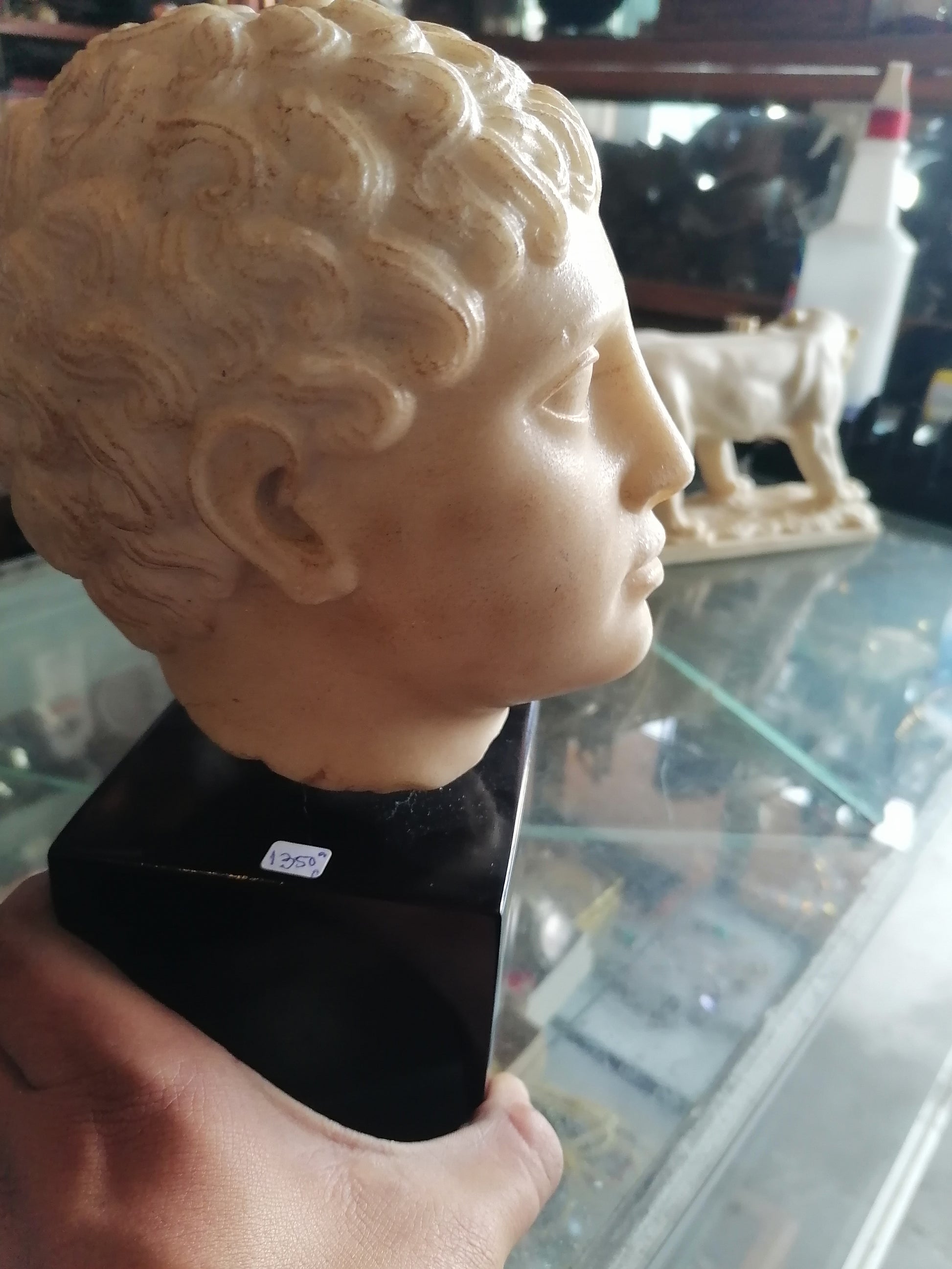 Escultura de Cabeza De Marmol Estilo Romano - Antiques Bazaar Ensenada