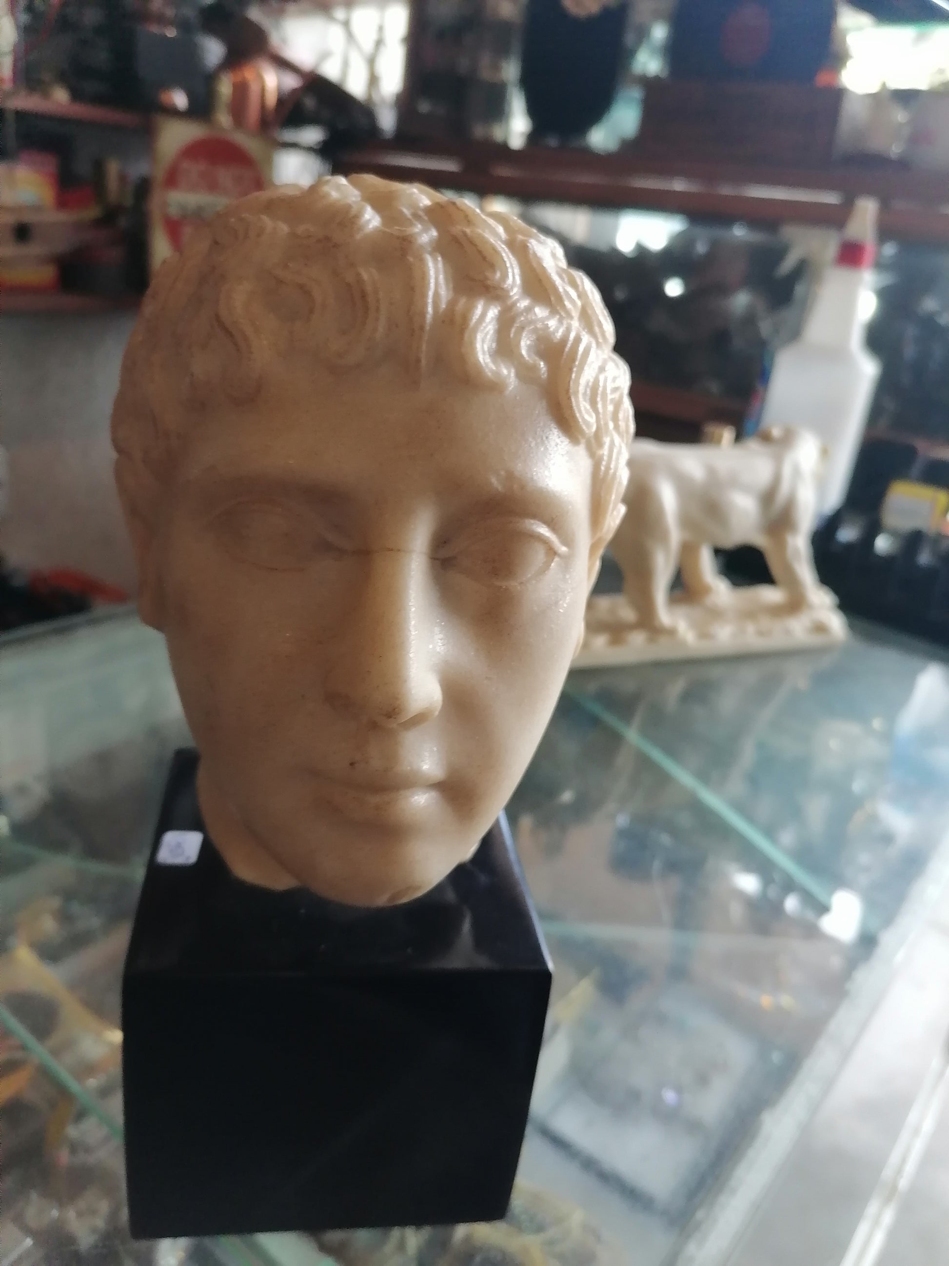 Escultura de Cabeza De Marmol Estilo Romano - Antiques Bazaar Ensenada