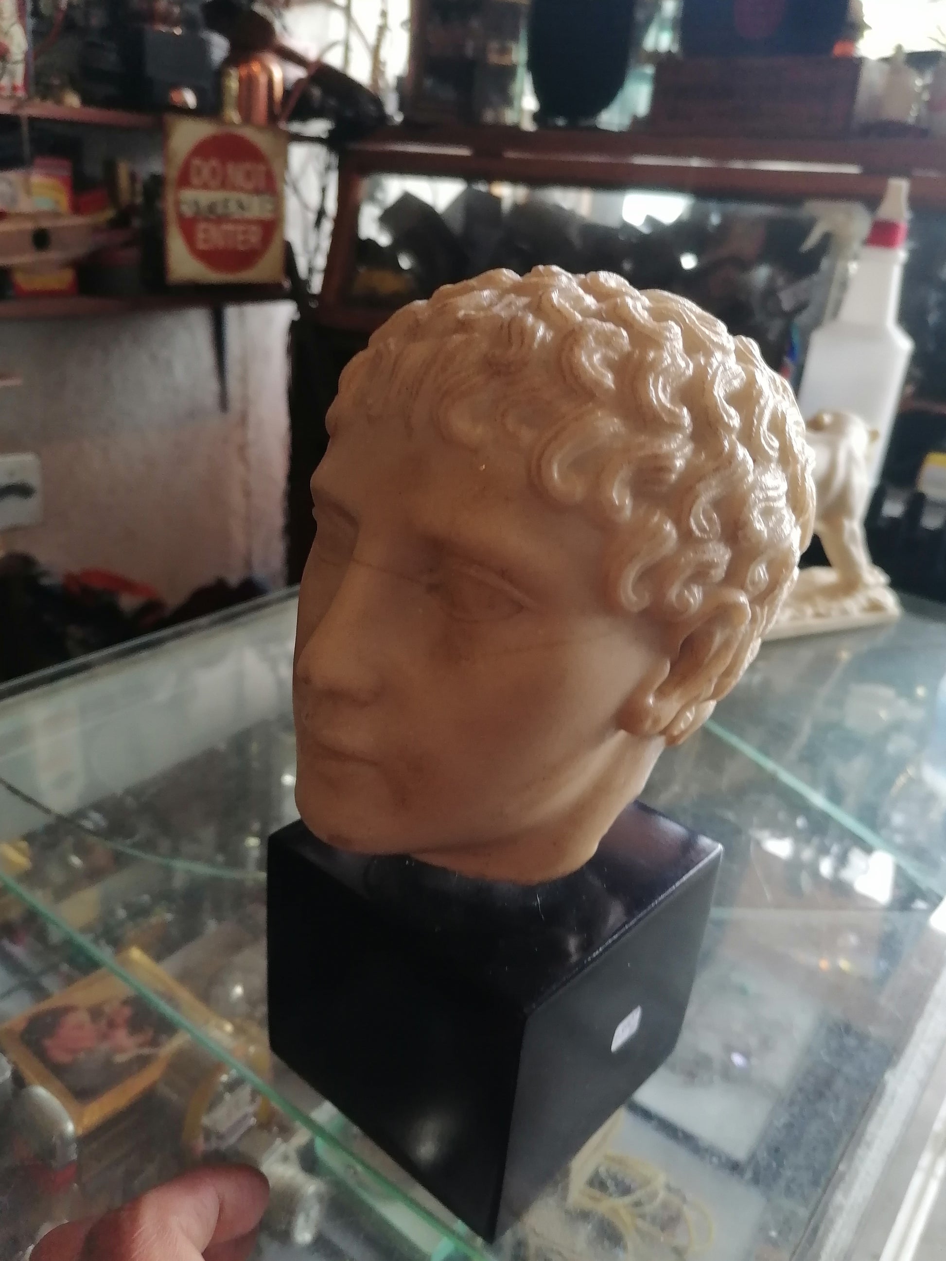 Escultura de Cabeza De Marmol Estilo Romano - Antiques Bazaar Ensenada