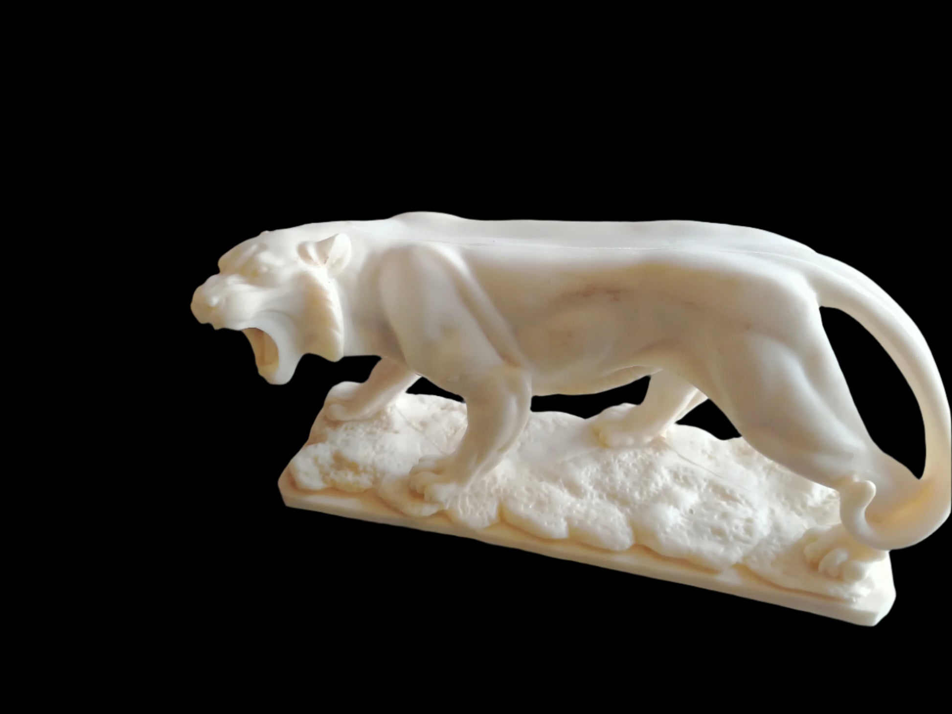 Escultura de Tigre de Escritorio en Alabastro - Antiques Bazaar Ensenada