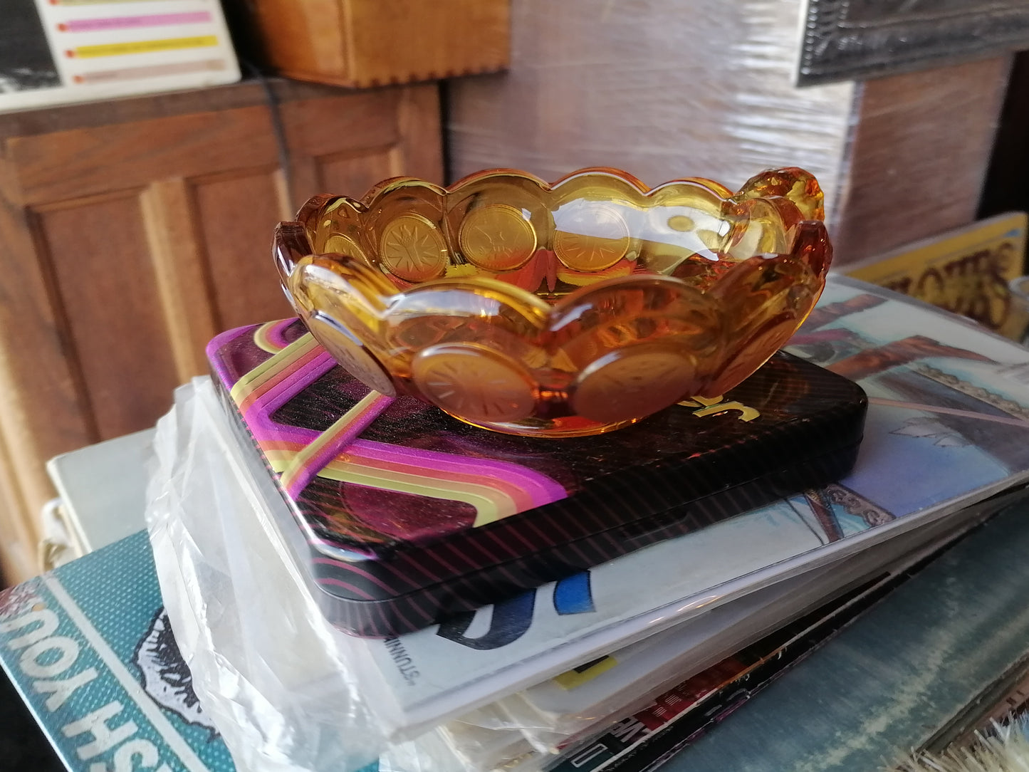 Dulcera Vintage Fostoria Coin Dot con Asa Única - Antiques Bazaar Ensenada