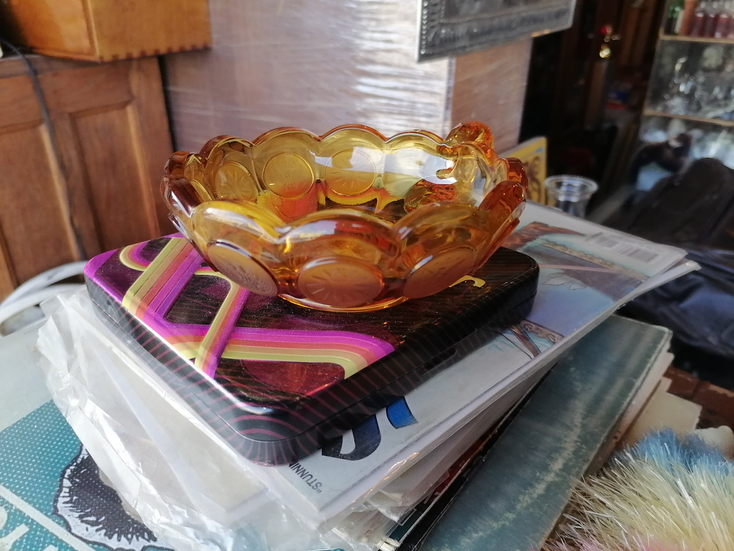Dulcera Vintage Fostoria Coin Dot con Asa Única - Antiques Bazaar Ensenada