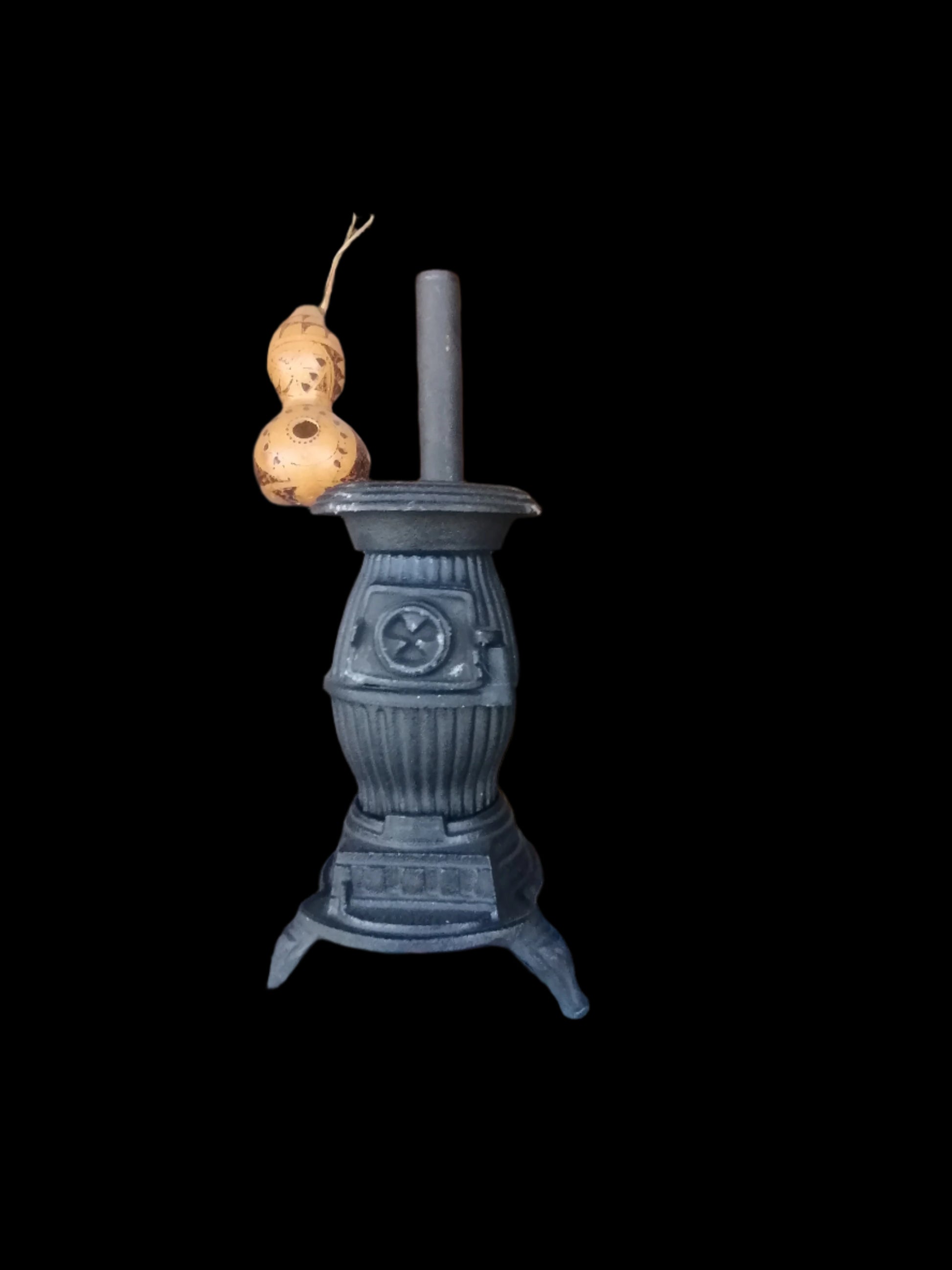 Estufa de barriga de hierro fundido vintage, - Antiques Bazaar Ensenada