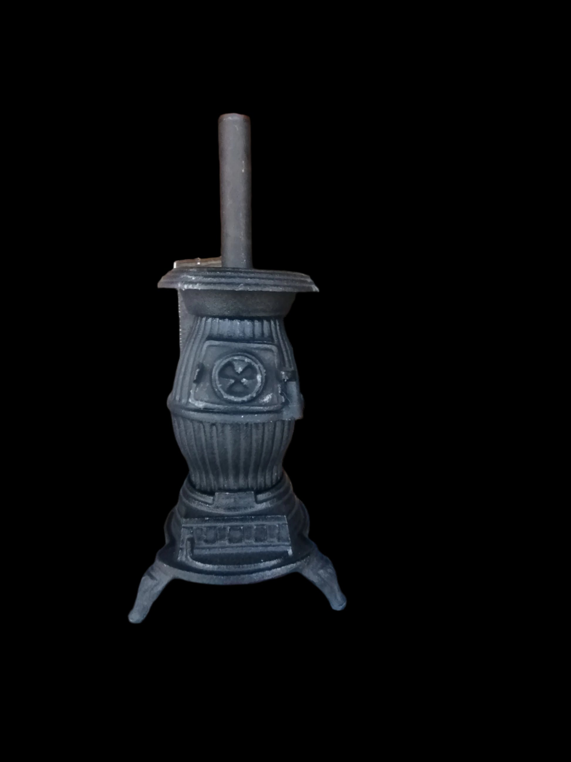 Estufa de barriga de hierro fundido vintage, - Antiques Bazaar Ensenada