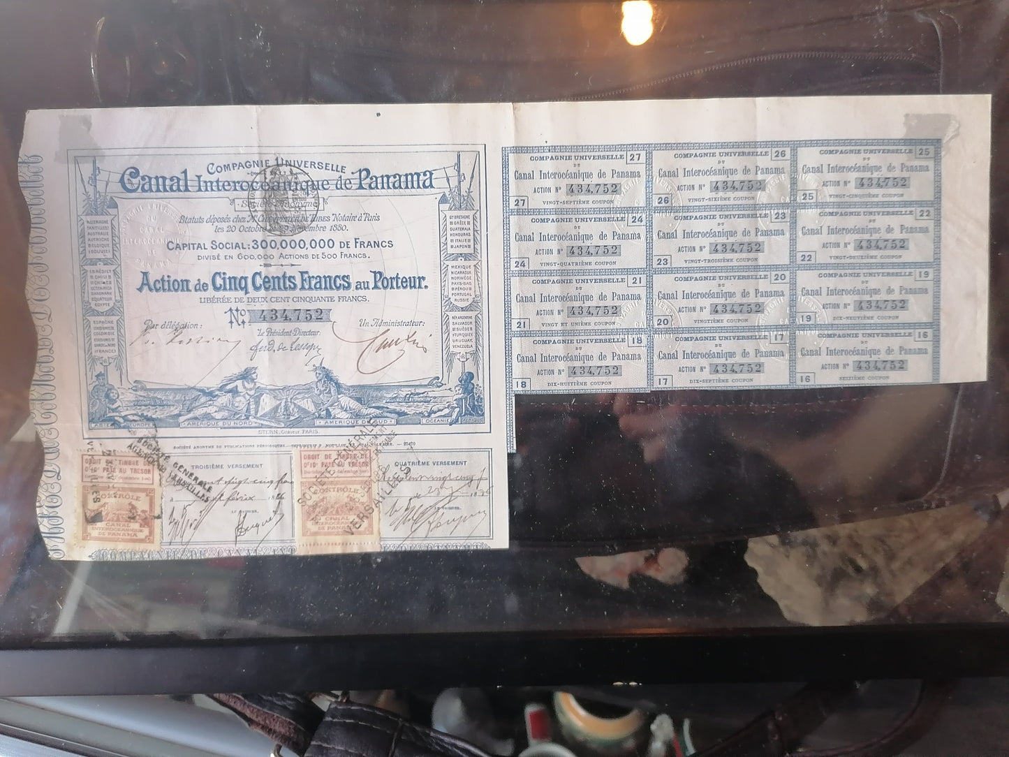 Acción vintage de la Compagnie Universelle du Canal Interocéanique de Panama - Antiques Bazaar Ensenada