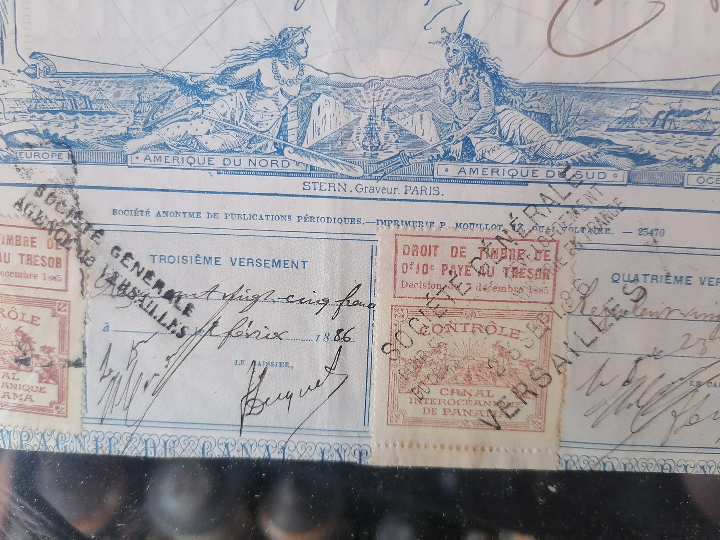 Acción vintage de la Compagnie Universelle du Canal Interocéanique de Panama - Antiques Bazaar Ensenada