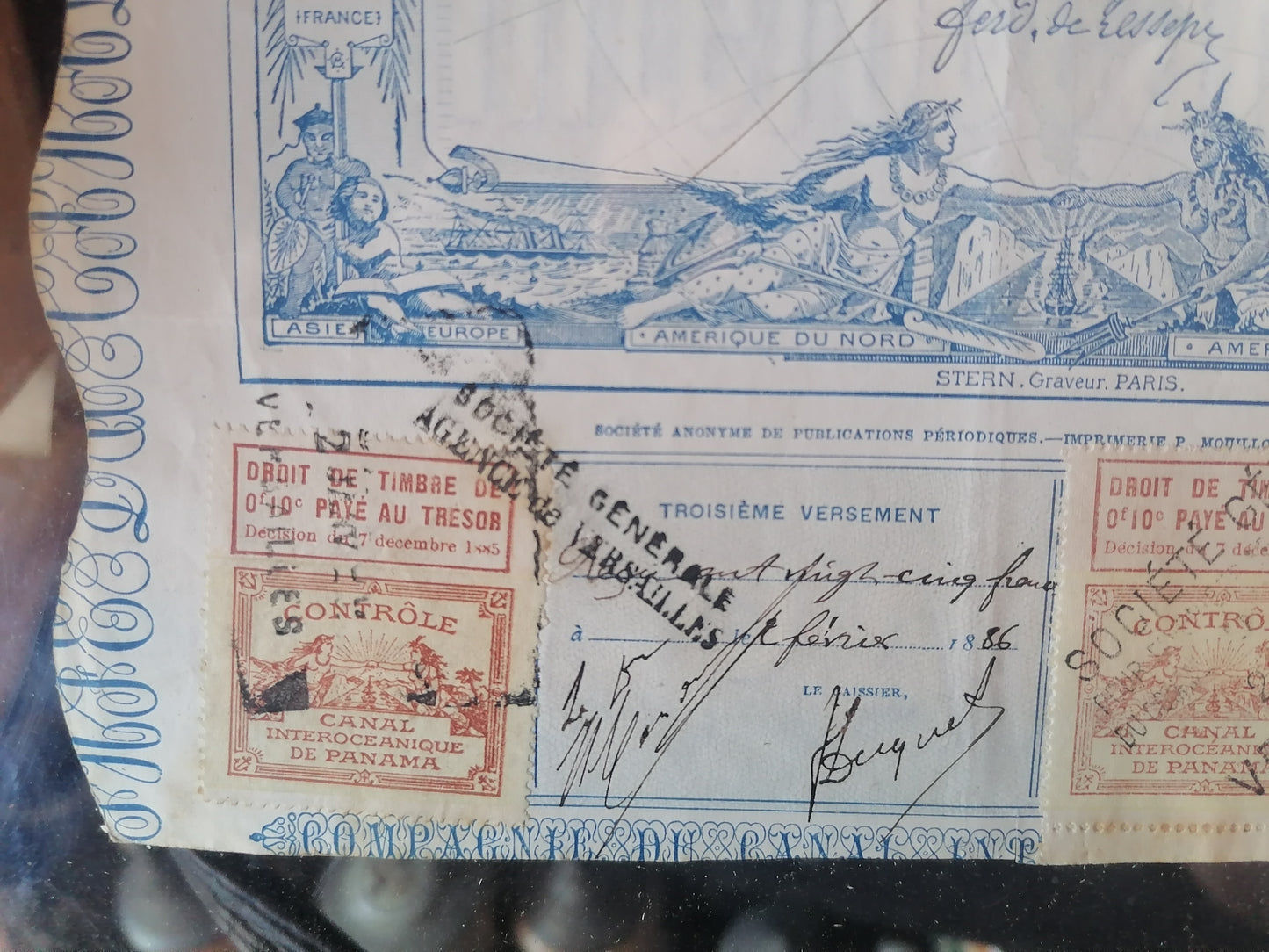 Acción vintage de la Compagnie Universelle du Canal Interocéanique de Panama - Antiques Bazaar Ensenada