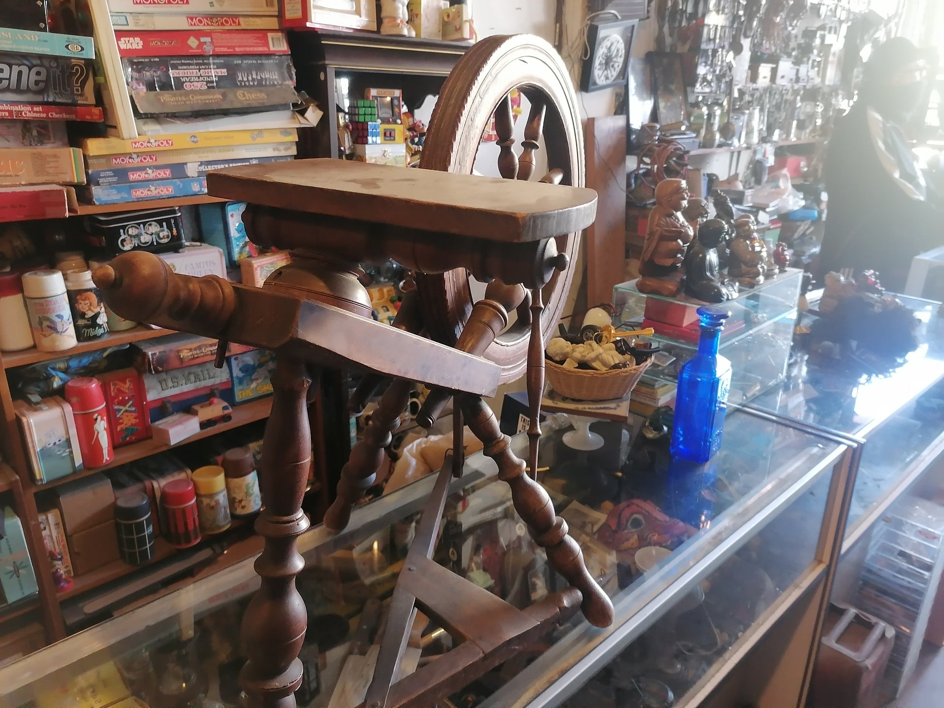 Rueca de hilar antigua de 1869 - Antiques Bazaar Ensenada