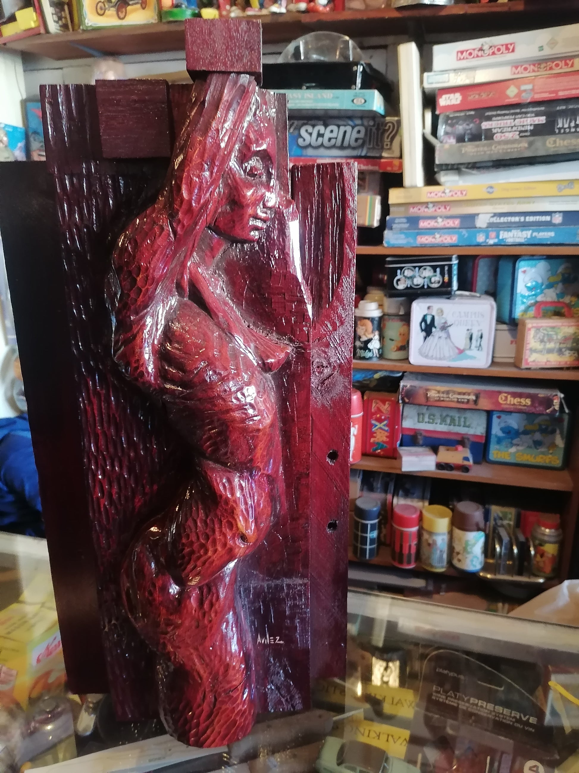 Escultura de madera realizada por el reconocido artista Enrique Ávilez - Antiques Bazaar Ensenada