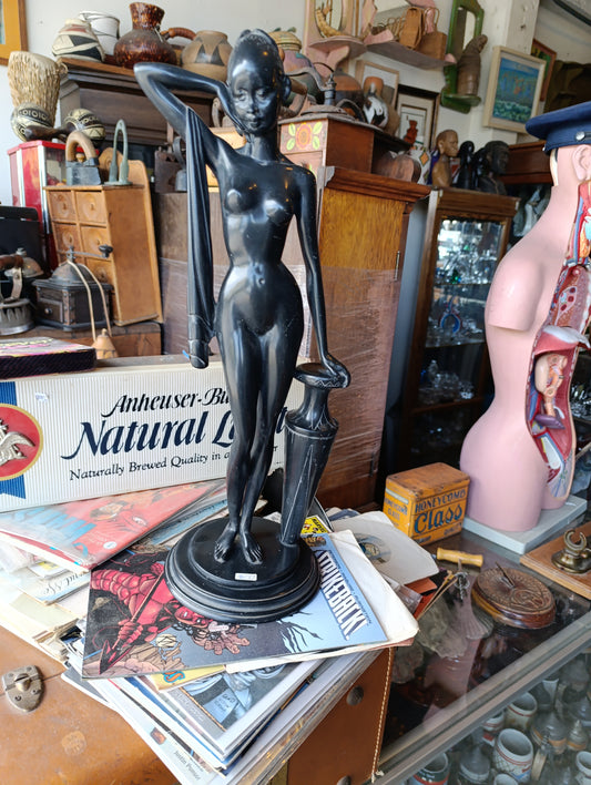 Escultura Africana en Madera de Ébano | Figura Desnuda Tallada a Mano