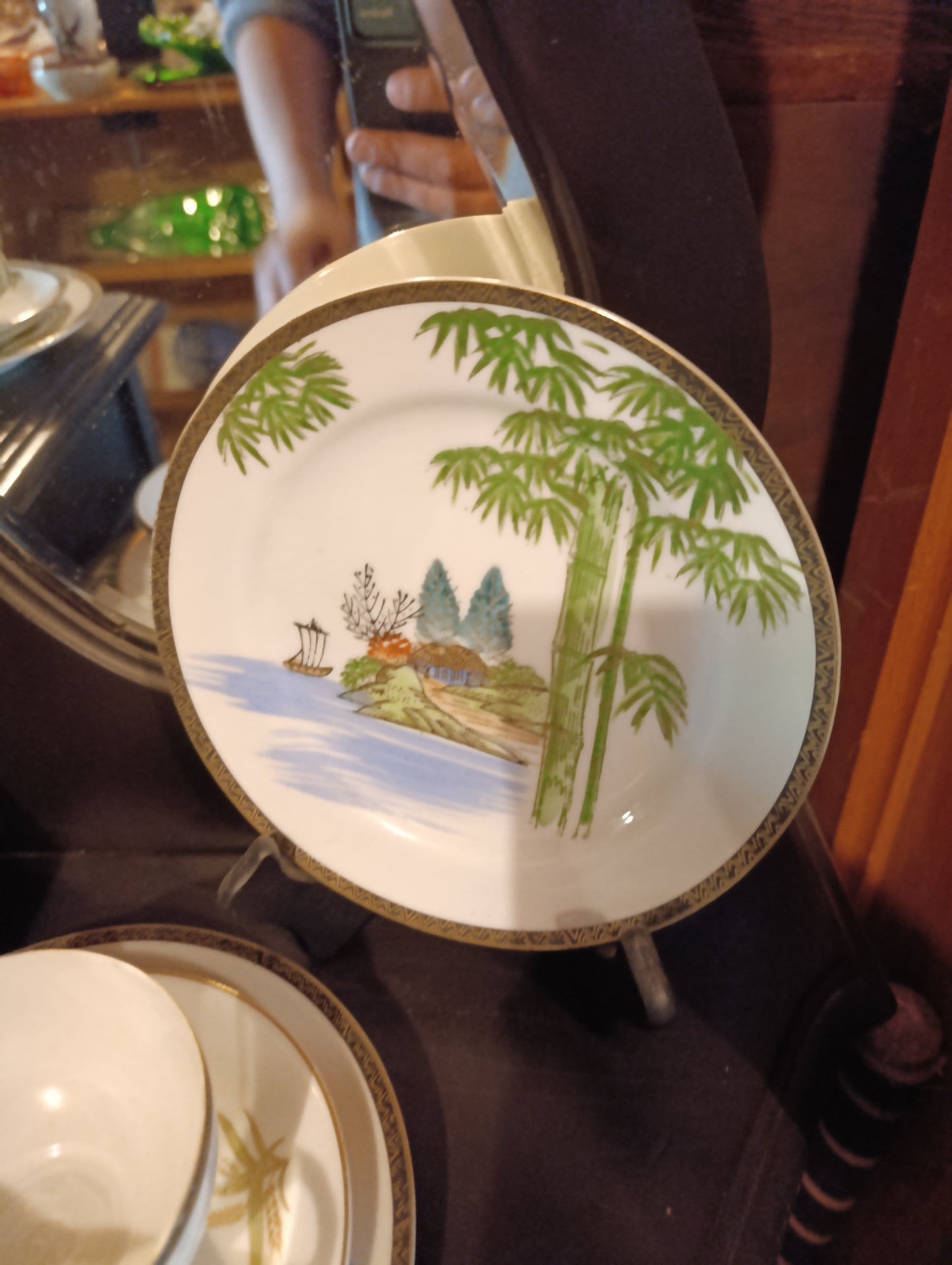 Juego de Té Japonés Vintage Pintado a Mano | Escena Costera | Completo con 6 Tazas y Más