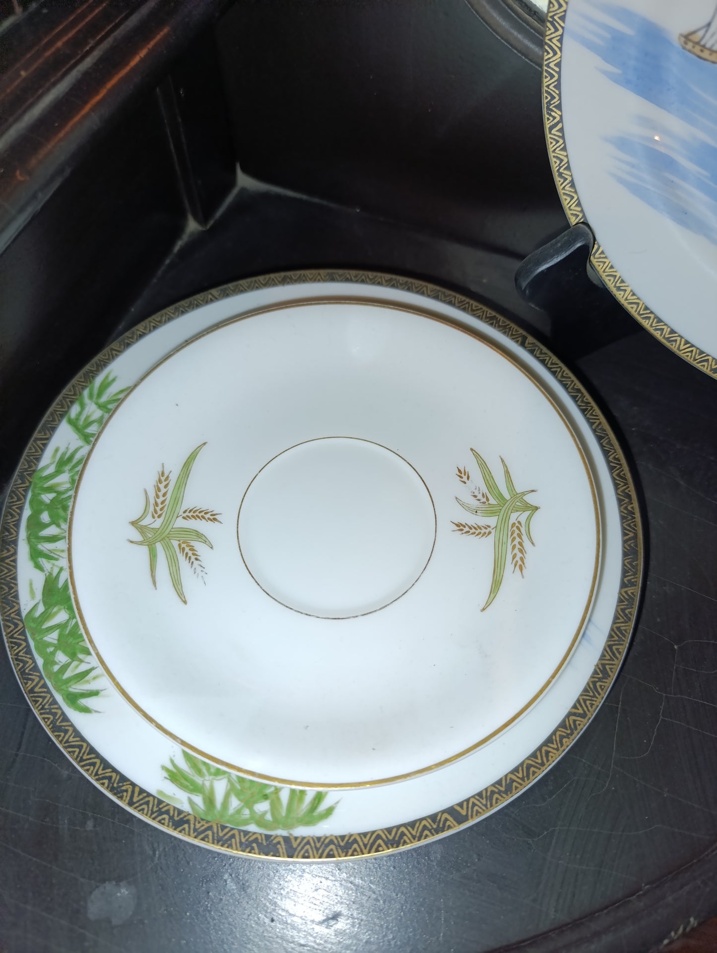 Juego de Té Japonés Vintage Pintado a Mano | Escena Costera | Completo con 6 Tazas y Más